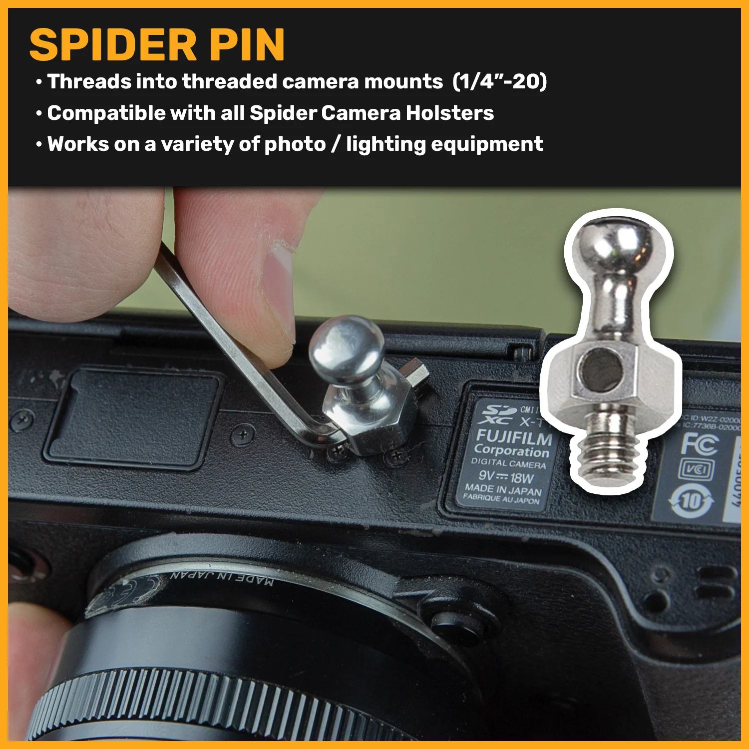 840: SpiderPro Screw-In Pin v2 (1/4"-20 Mount) - Image 3